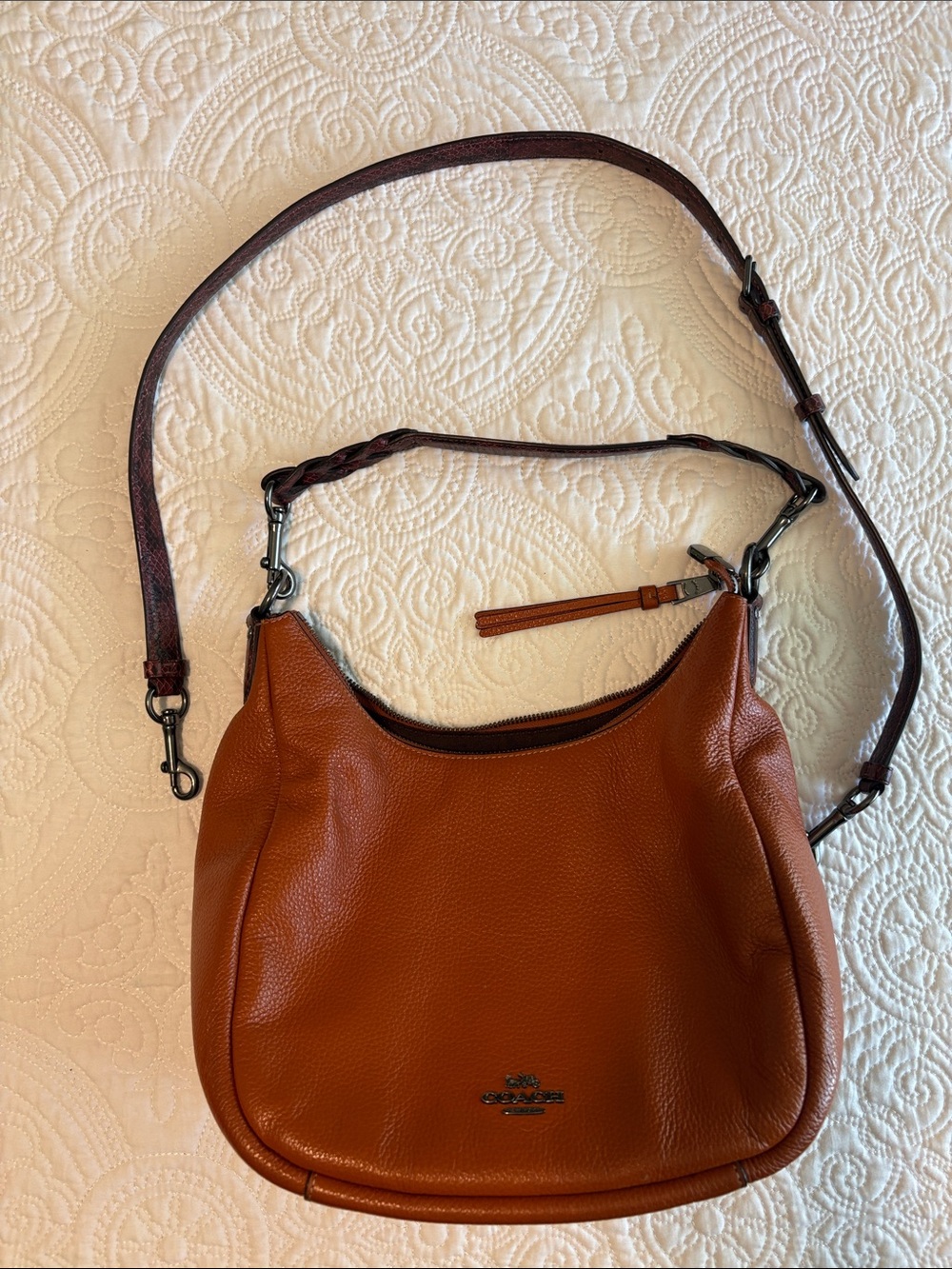 Coach Pebbled Leather Shoulder Bag in Saddle